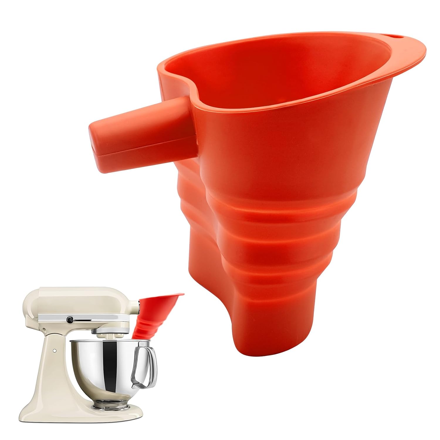 Kitchen Baking Aid - 食品グレード BPA フリー シリコン製小麦粉漏斗 レッド キッチンエイド