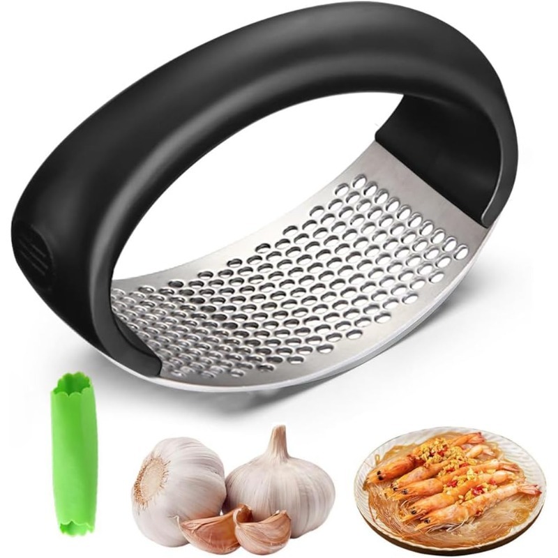 Kitchen Utensils - 2026年改良版ステンレス製ニンニククラッシャー - ニンニククラッシャー、家庭用キッチン用品携帯用手動ニンニククラッシャー