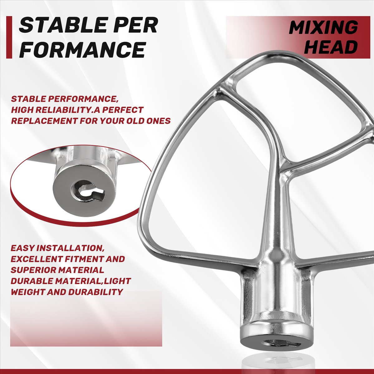 Kitchen Baking Aid - キッチンエイド4.5クォート～5クォートチルトスタンドミキサー用ホットA60Tステンレス製フラットビーター、キッチンベーキングアクセサリー用アタッチメント