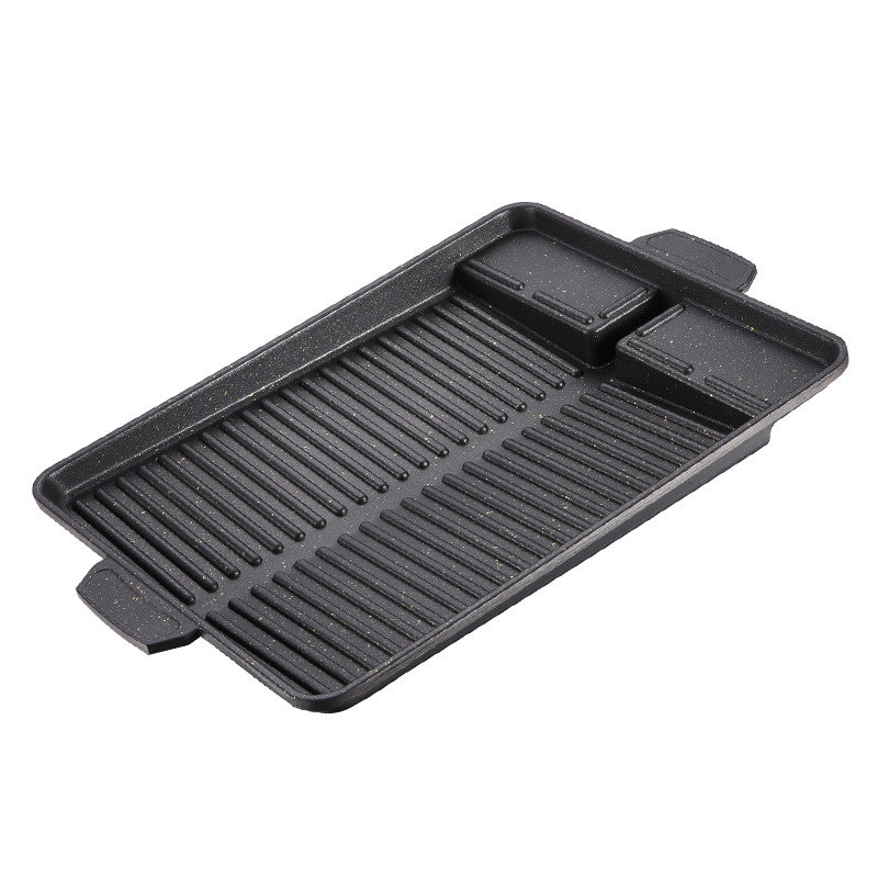 Kitchen Baking Tray Organiser - ポータブルノンスティックコーティングブタンガスストーブクッカープレート、バーベキューグリルパンプレート、韓国長方形バーベキュープレート、32x26cm