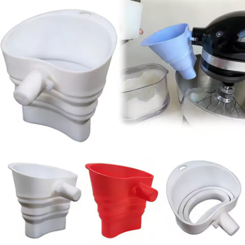 Kitchen Baking Aid - 1/3個入りシリコン製小麦粉漏斗 キッチンベーキング補助器具 スタンドミキサー用 折りたたみ式小麦粉漏斗アタッチメント 食洗機対応