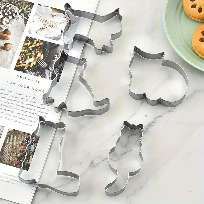 愛らしい猫と子猫の形のクッキーカッター5個セット - 創造的 - Kitchen Baking Essentials のレビューと価格
