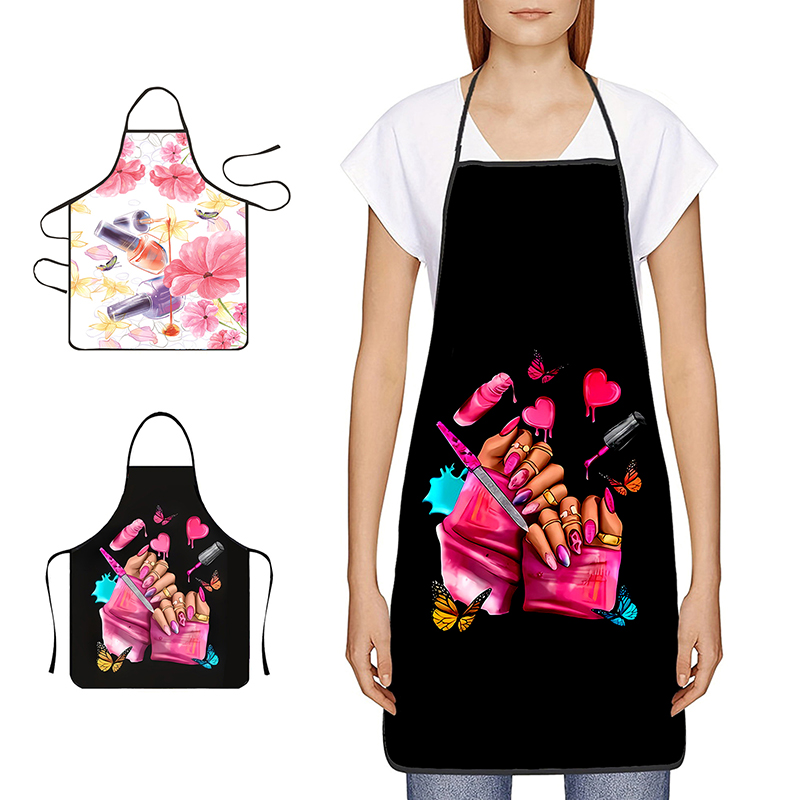マニキュア印刷美容キッチン女性エプロン家庭用クリーニングピナ - Kitchen Baking Unit のレビューと価格