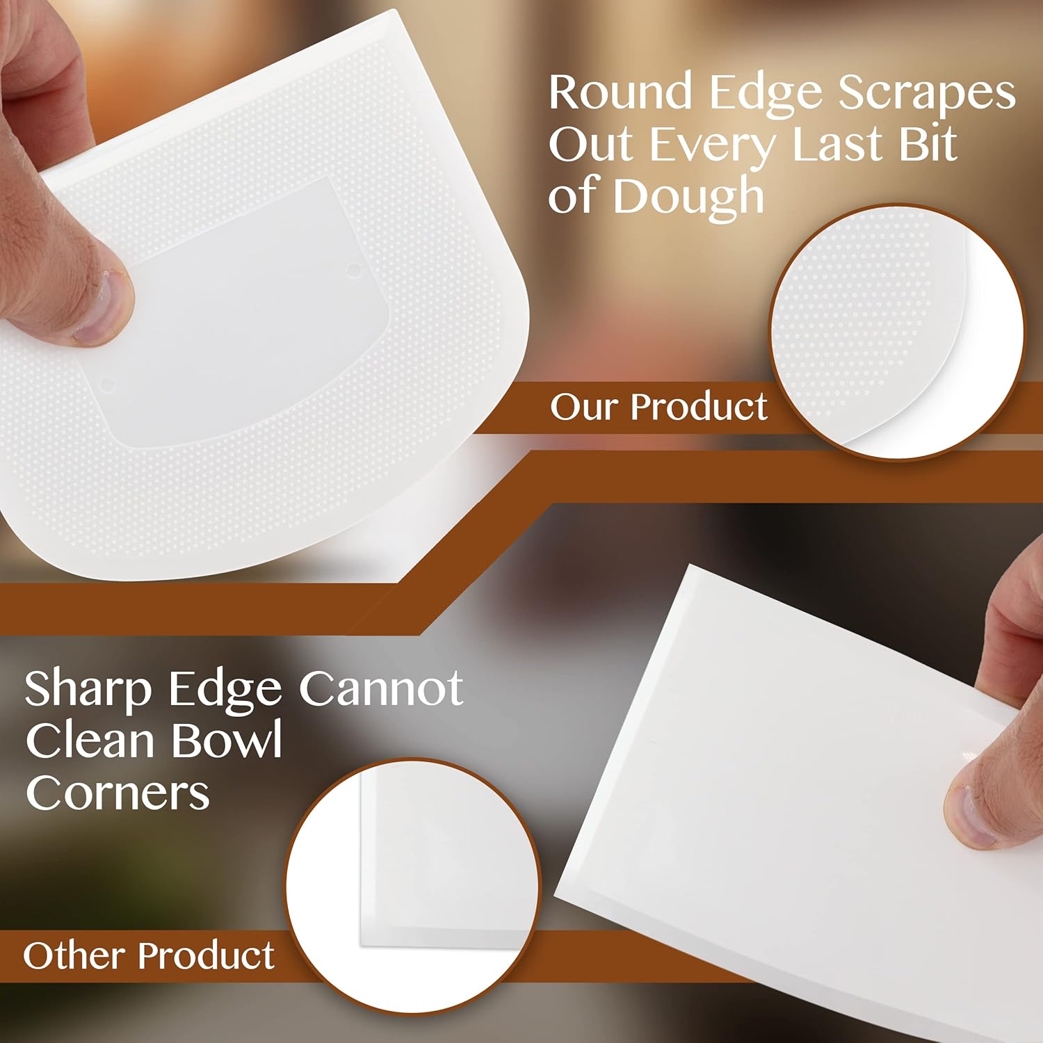 ホワイトボウルスクレーパー 柔軟な食品安全プラスチックスクレ - Dough Scraper Curved のレビューと価格