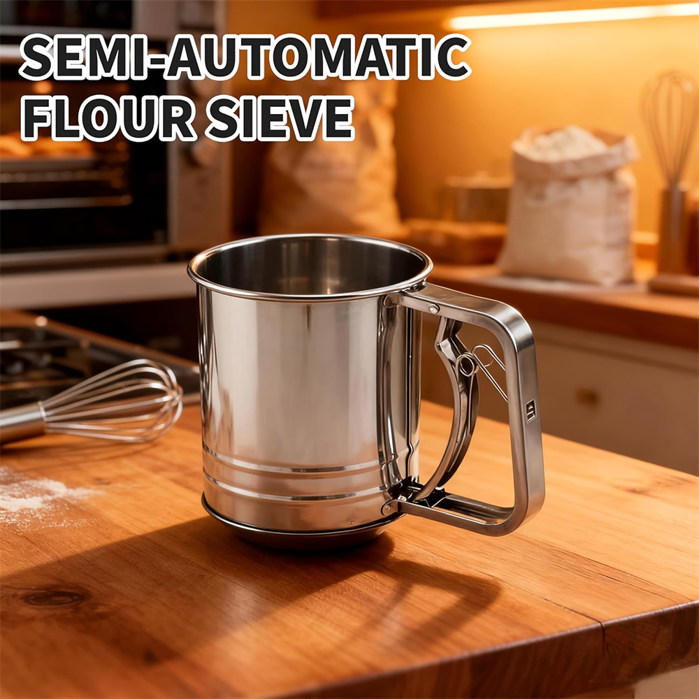 1/2個入り ステンレス製粉ふるい 片手プレス クランク式粉 - Kitchen Baking Essentials のレビューと価格