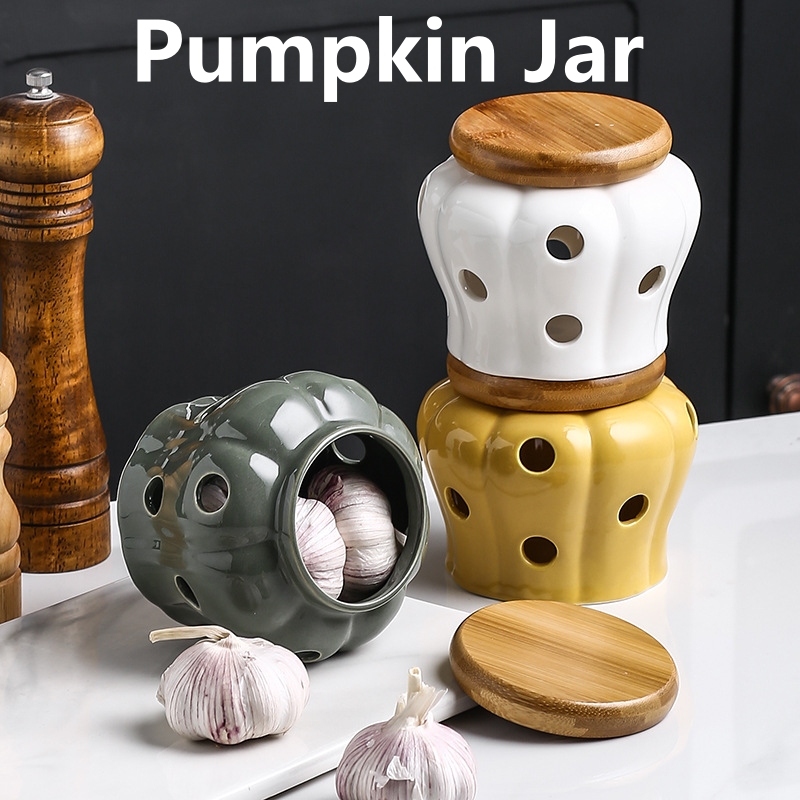 ふた付きセラミックカボチャ瓶,キッチン用の耐久性のある貯蔵タ - Kitchen Bank のレビューと価格