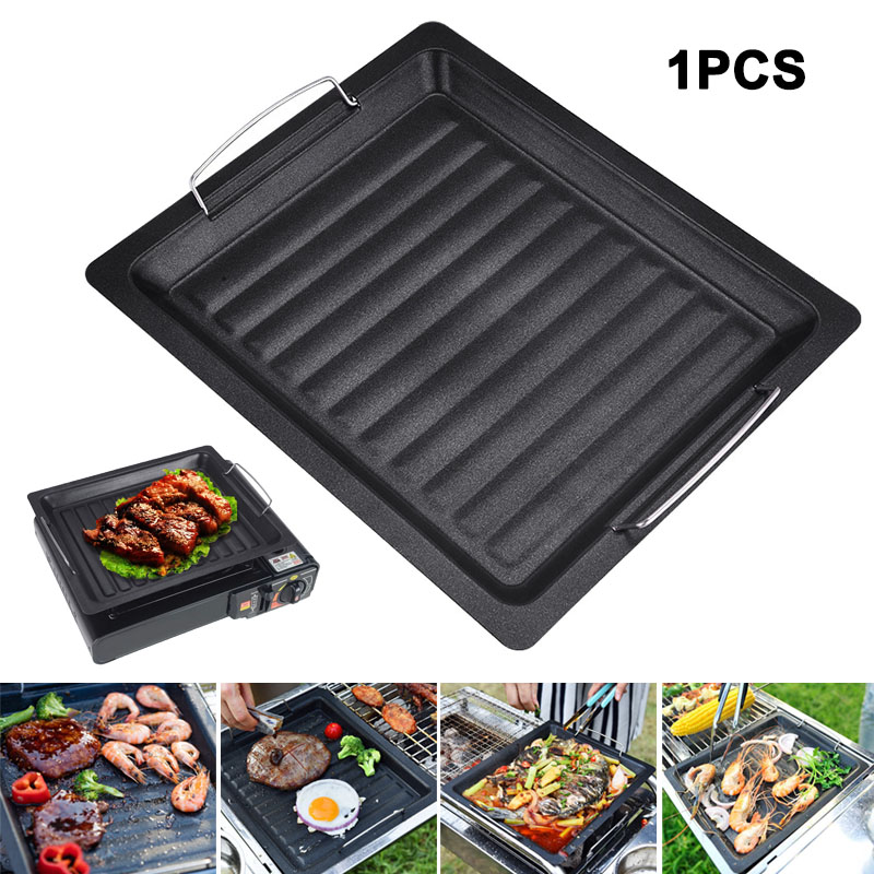 屋外用厚い四角グリルパン 2つのハンドル付き ポータブルノン - Kitchen Baking Tray Organiser のレビューと価格