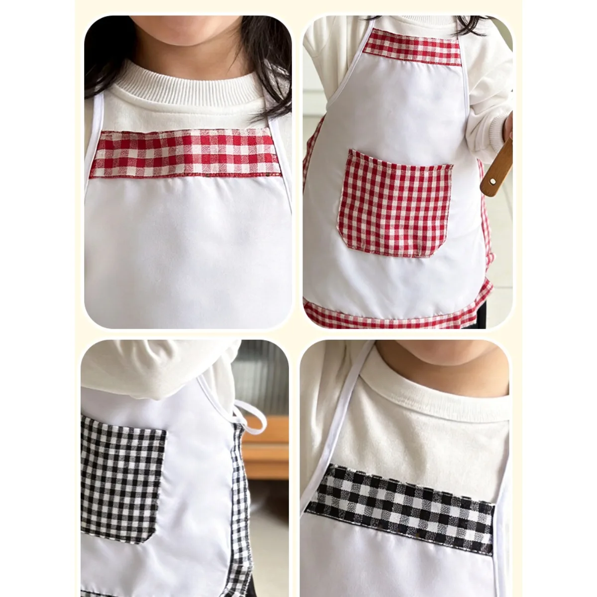 2ピース格子柄キッズシェフエプロンと帽子セット、キュートなチ - Baking Kitchen Set Up のレビューと価格
