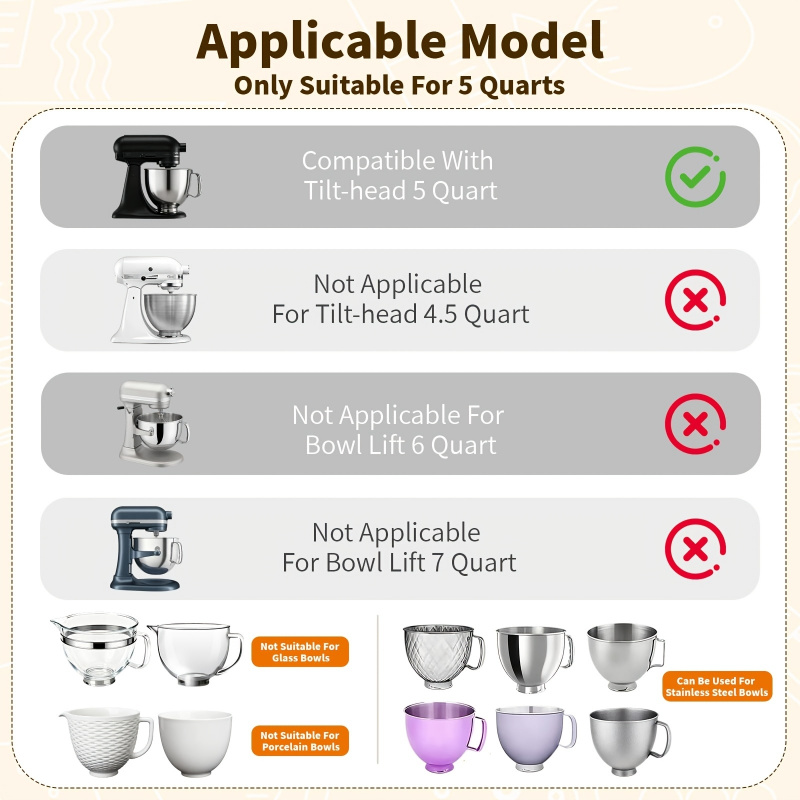 5クォートミキサー用の折りたたみ式シリコンボウルライナー、キ - Baking Kitchen Set Up のレビューと価格